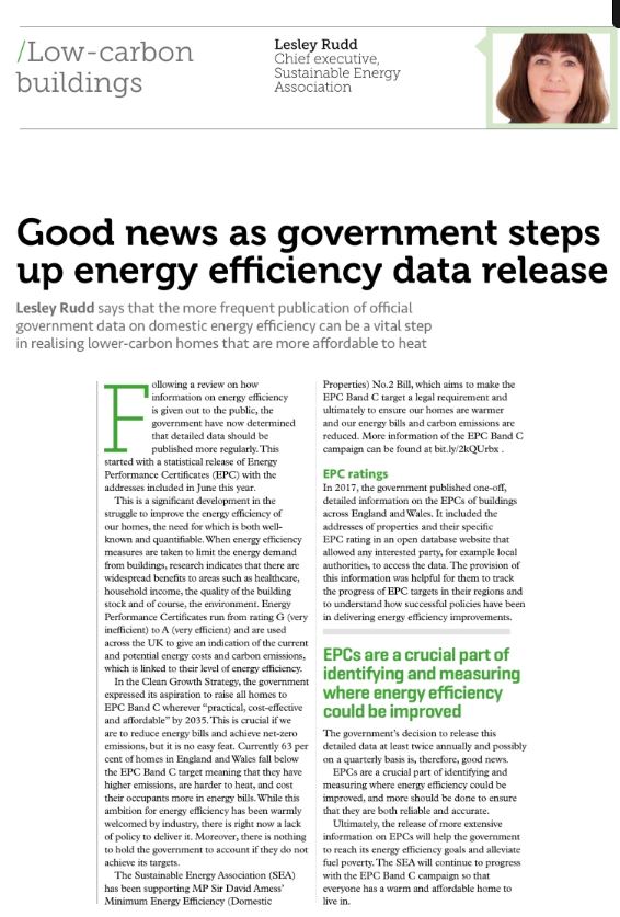 Good news as government steps up energy efficiency data release